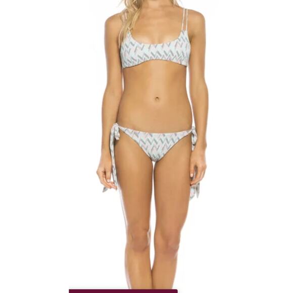 Tori Praver x Target Seafoam Textured 2-piece Swimsuit Geometric Pink Print NEW - Picture 11 of 13